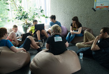 Gemütliches Setting für ein Brainstorming an der Uni Ulm